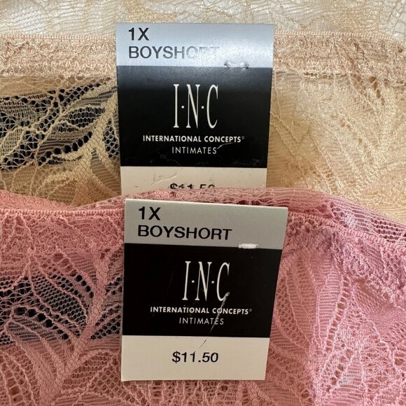INC Intl Concepts Plus‎ Size 1X Lace Boyshort Panties (2) Pair Frappe/Pink - NWT - Picture 5 of 6